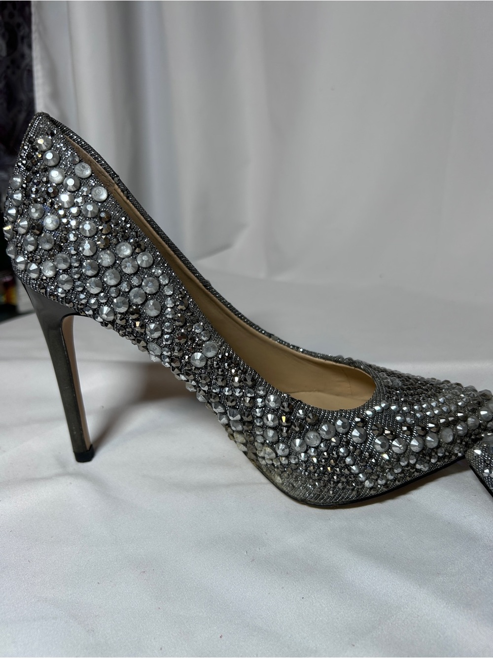 Gianni Bini Rhinestone Pointed Toe Stiletto Heels Glam Evening Pumps - Picture 11 of 14